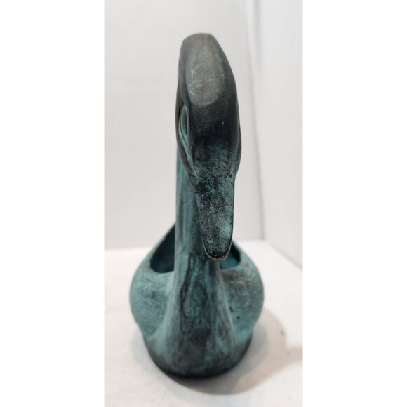 Vtg Toyo Korea Bronze Swan Home Garden Planter with Verdigris Patina 7" - Picture 9 of 14